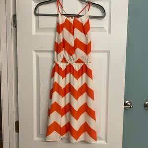 Orange and White chevron dress